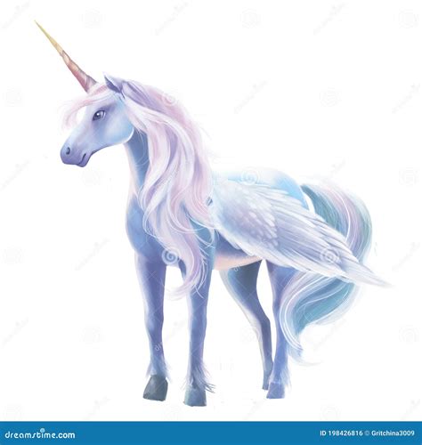 beautiful sky blue unicorn stock illustration illustration  nature magical