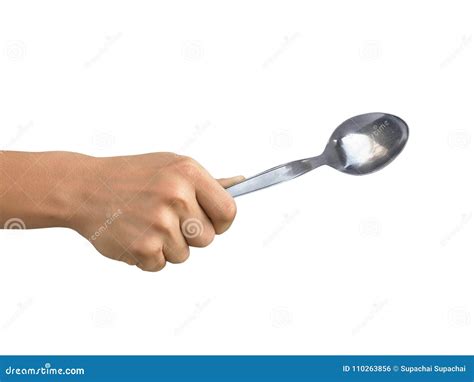 hand holding spoon   white background stock photo image  spoon