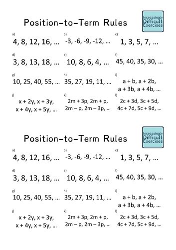 increasingly difficult questions position to term rules teaching