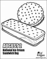 Coloring Sandwich Pages Ice Cream Template Lil Fingers National Board Food August Cookie Days Choose sketch template