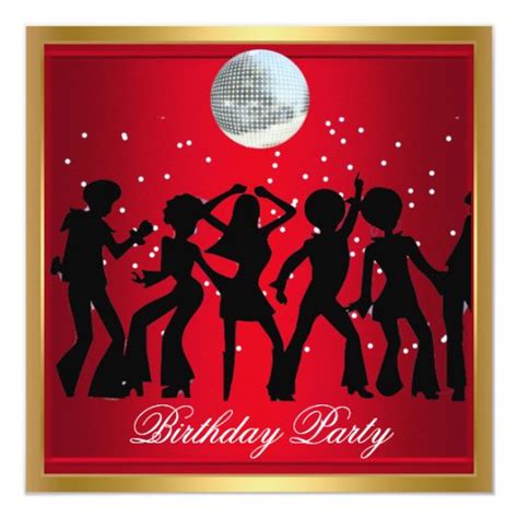 Disco 70 S Birthday Party Red Retro Card Zazzle