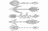 Arrows Bohemian Hope Set Coloring Boho Pages Adult Feathers Tattoo Tribal Doodle Decorative Shirt Chic Style Henna Print Patterned sketch template