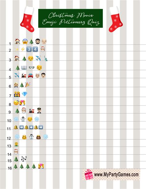 printable christmas  emoji pictionary quiz