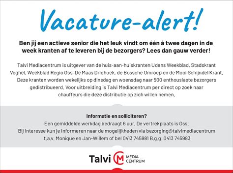 vacature bezorging talvi bezorging talvi