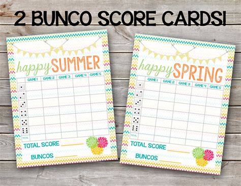 printable bunco score sheet digital file