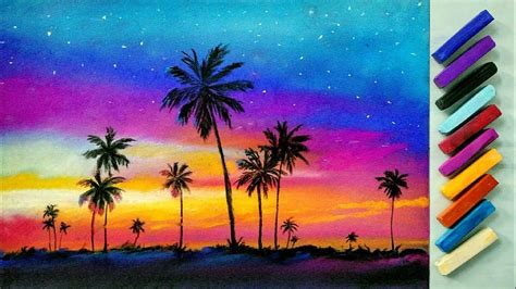 pin  victoria martinez  sunset oil pastel landscape soft pastel
