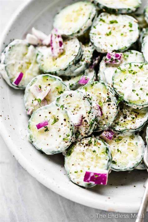 creamy cucumber salad recipe  endless meal
