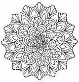 Mandala Flower Mandalas Leaves Coloring Flowers Cute Pages Adult sketch template