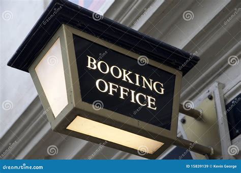 booking office sign stock image image  entertainment