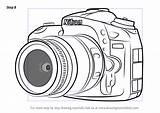 Camera Nikon Draw Dslr Drawing Step Tutorials sketch template