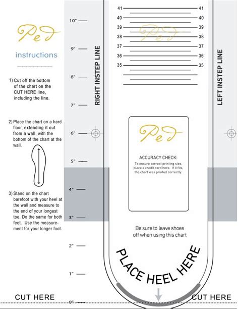 printable shoe measurement chart