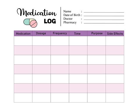 medication schedule template google sheets printable word searches