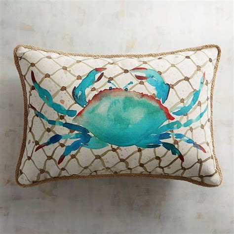 crab printed lumbar pillow pier  imports outdoor