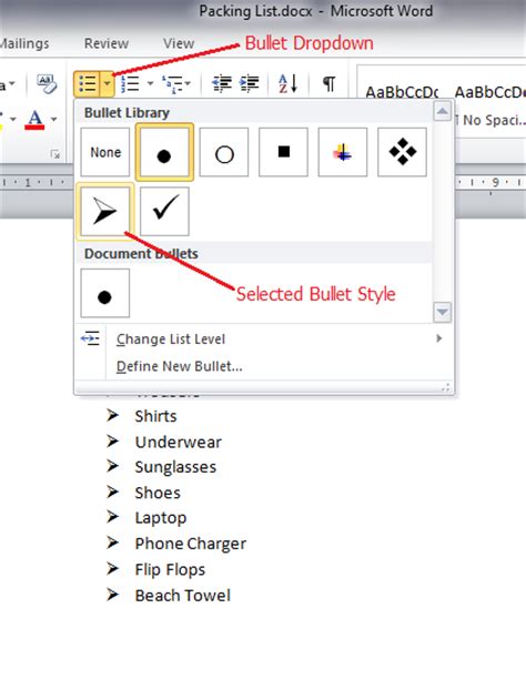 create customised bullets  lists  word