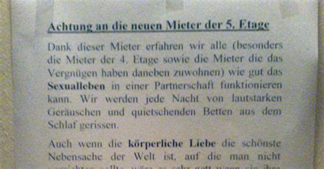 nachbar beschwert sich mit lustigem zettel über lauten sex