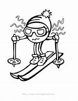 Skiing Coloring Pages Funny Cartoon Clipart Cliparts Kids Printable Winter Ski Clip Character Library Favorites Add Gif sketch template