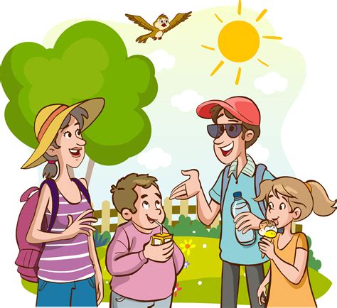 happy family   warm sunny day cartoon vector  vector art