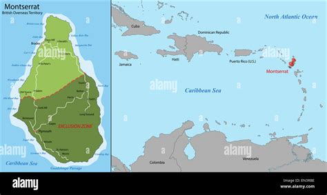 Montserrat Caribbean Island Map