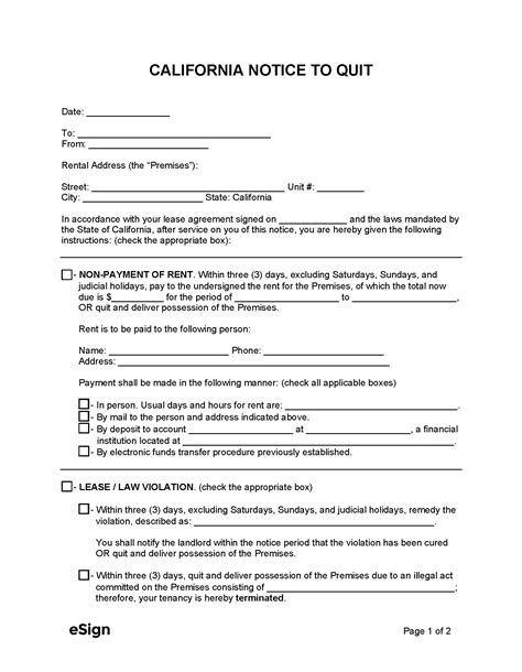 california eviction notice templates   word