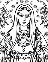 Fatima Religious Rosary sketch template