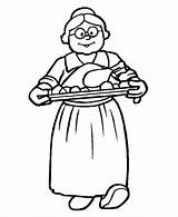 Coloring Pages Thanksgiving Grandparents Sheets Printable Dinner Lady Cooking Cook Turkey Holiday Print Pilgrim Color Printables Clipart Colouring Kids Grandmother sketch template