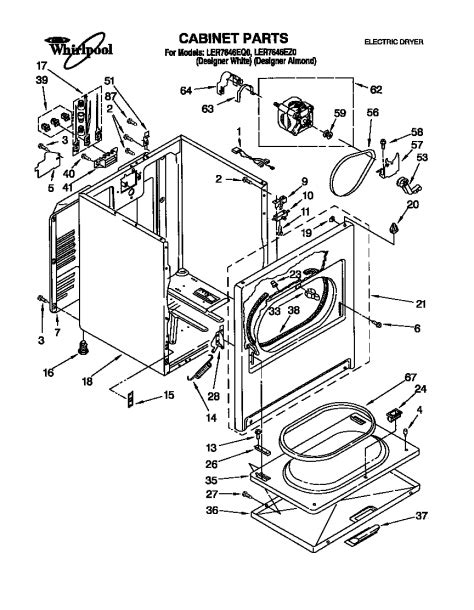 whirlpool dryer diagram  parts