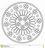 Coloring Mandala Simple Chamomile Dreamstime Round Designlooter Book Preview sketch template