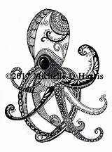 Octopus Zentangle Pieuvre sketch template