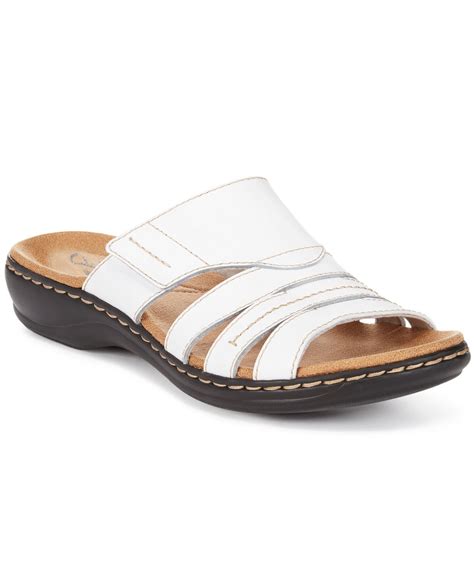 clarks collection womens leisa grove flat sandals   macys  white lyst