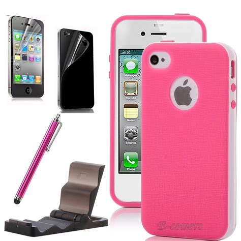 girls iphone   pink white  piece hybrid tpu hard case cover stand  cases girls