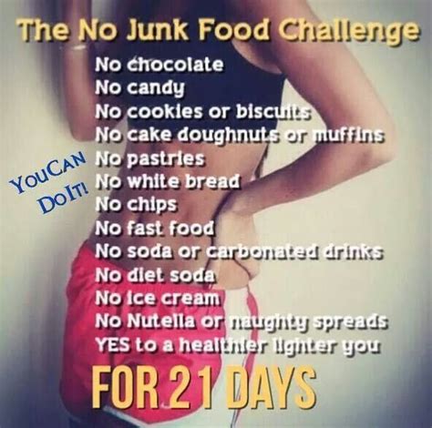 junk food challenge health  fitness pinterest