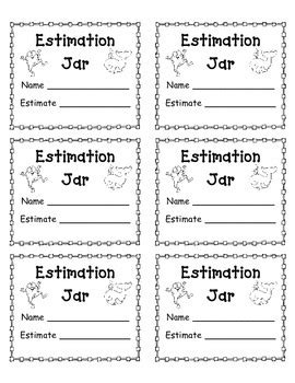 estimation jar template  emily caballero teachers pay teachers