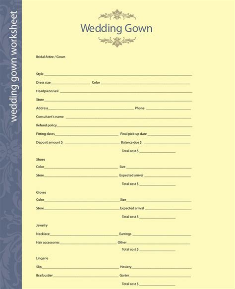fill   blank wedding planning worksheets