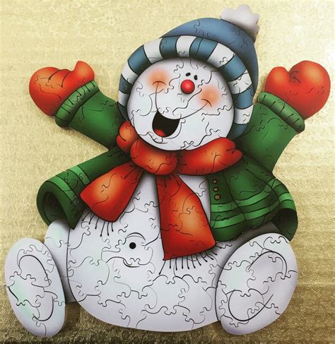 snowman jigsaw puzzle  handcrafted wooden jigsaw puzzle etsy
