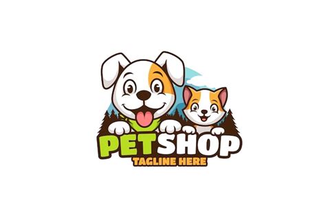 premium vector dog  cat pet shop cartoon logo