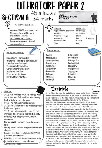 aqa literature paper  revision  examples teaching resources