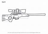 Fortnite Sniper Draw Rifle Bolt Action Drawing Step Tutorials sketch template