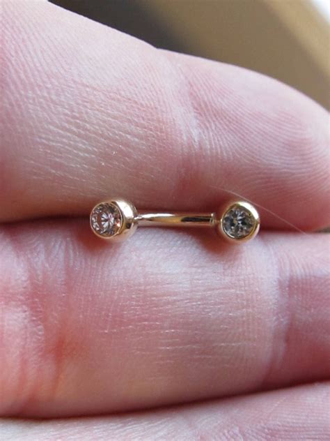 14kt gold genitalclit hood piercing double clear cz s etsy