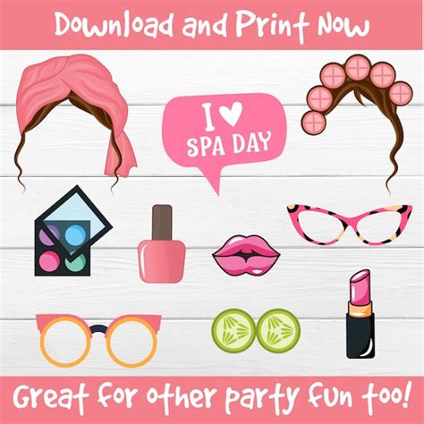 spa party props spa beauty photo booth props spa party printable