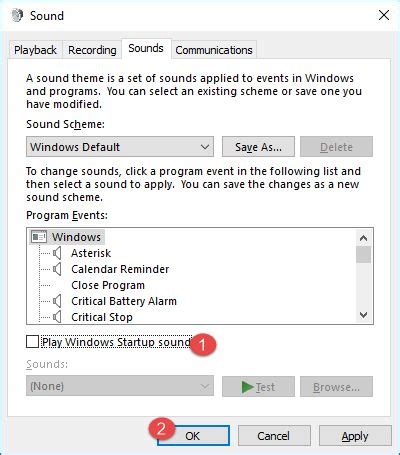 disable  enable  startup sound  windows