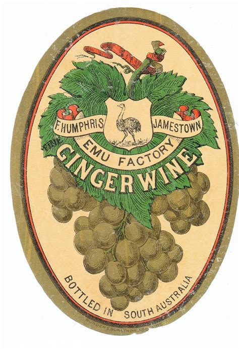 superb australian vintage label  ginger wine label    factory