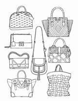Handbags Colorir Purses Handbag Desenhos Bolsa Costume Bolsas Jr sketch template