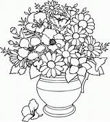 Coloring Vase Flower Flowers Clipart Library Bouquet sketch template