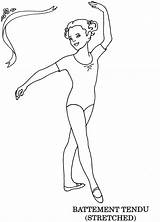 Coloring Gymnastics Tendu Dibujos Danza Bailarinas sketch template