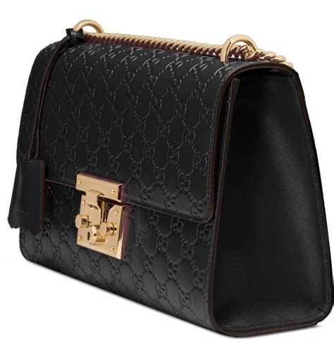 gucci medium padlock signature leather shoulder bag in nero modesens