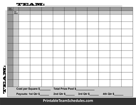 template  printable football squares  printable templates