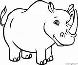Rhino Rhinoceros Posing Paper Javan sketch template