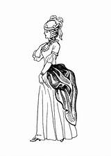 Coloring Dress Bustle Victorian Pages Women Colouring Adult Edwardian Drawings Edupics sketch template
