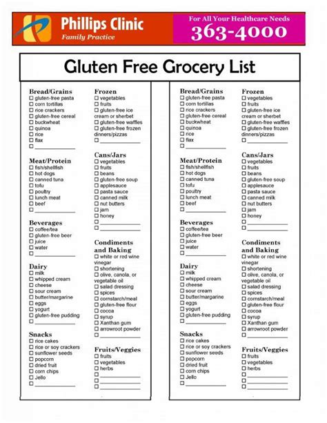 food gluten  food list