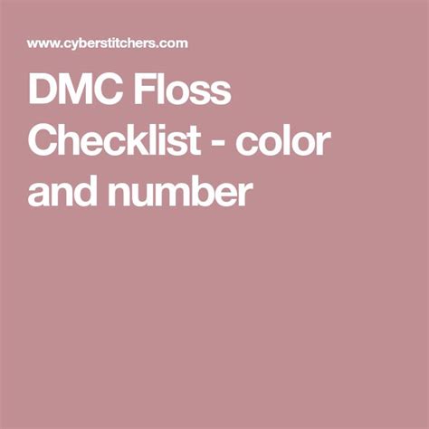 dmc floss checklist color  number cross stitch floss dmc floss